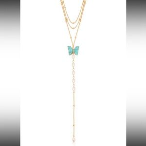 New Ettika Elegant Gold and Turquoise Butterfly Necklace